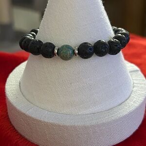 Oshena‎ beachwear Black and Turquoise lava Beaded Bracelet UNISEX